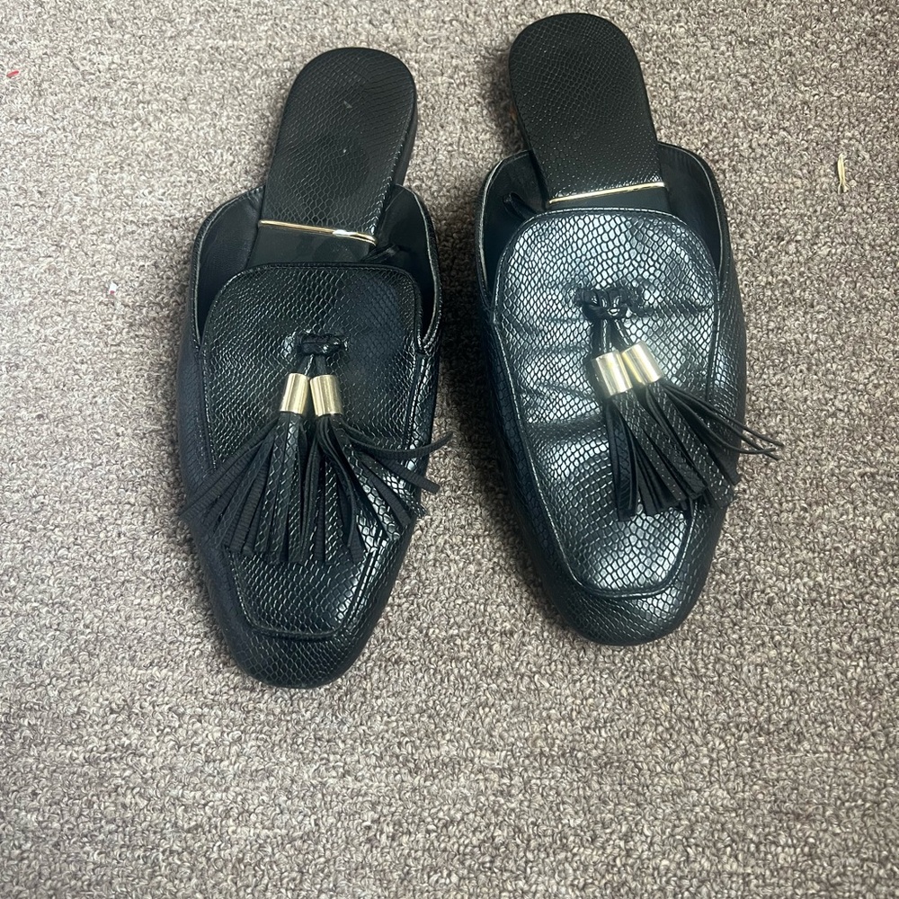 Black Tassel zara Loafers mules